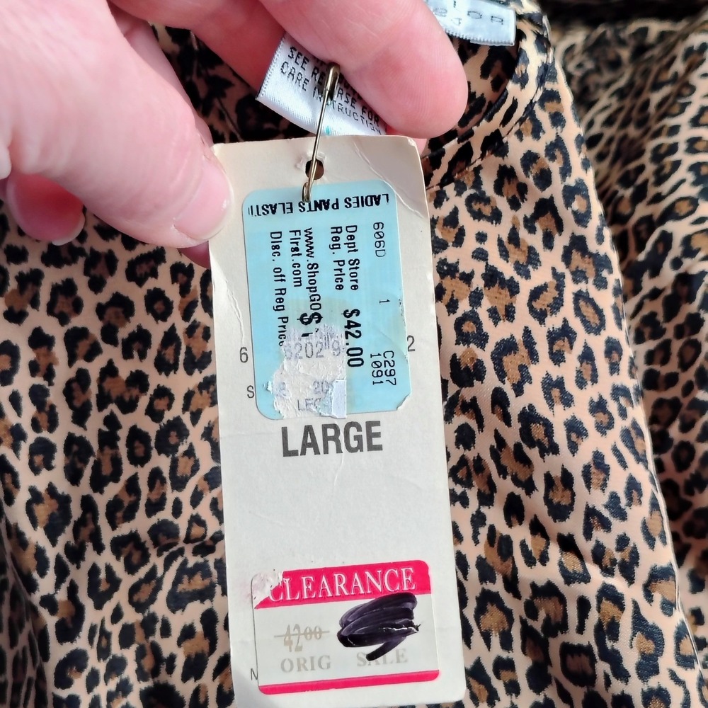 Morgan Taylor Intimates Leopard Print Satin Robe Brown Animal L NWT NOS regency - Picture 7 of 8